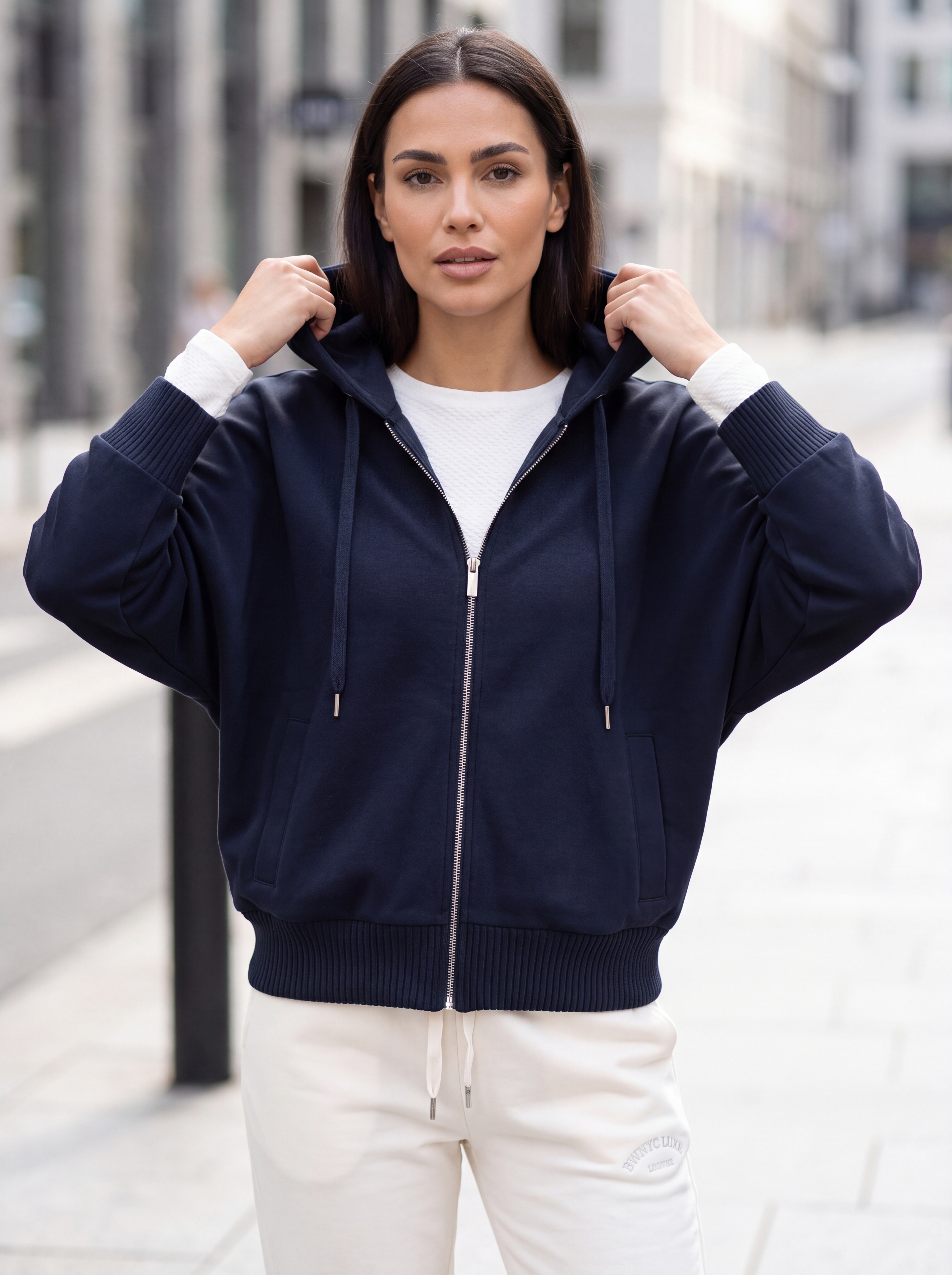 Dámska mikina s kapucňou BROADWAY NYC FASHION NAVY BLUE 1 s.WEAR